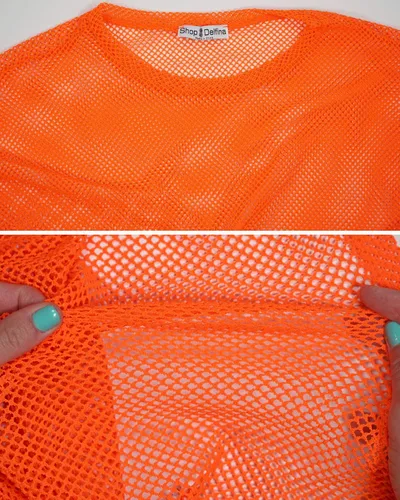 Vista 4 de Top corto de malla transparente para mujer Rave Festival