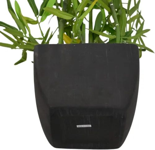 Vista 8 de Westcharm Bambú artificial en maceta de poliresina negra con piedras decorativas de río para el hogar, oficina, cocina, sala de estar, encimera