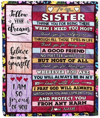 Vista 14 de Manta personalizada con texto en inglés «To My Sister from Brother I Love You Hugs» (texto en inglés) con texto en inglés «To My Sister», «I Love