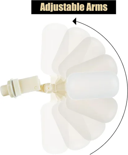 Vista 4 de Paquete de 6 válvulas de flotador de 1/2 pulgada de plástico con brazo ajustable llenado automático para controlar el nivel del agua a través