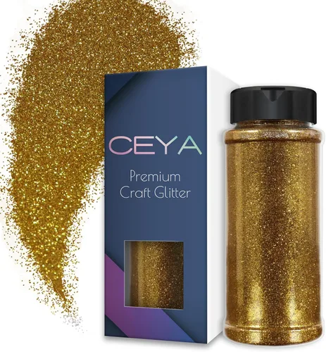 Vista 16 de Ceya Polvo de purpurina ultra fina de 3.8 onzas/110g, Admiral Blue Crafts Glitter de 1/128 pulgadas, 0.008 pulgadas, 0.2mm para slime, resina epoxi