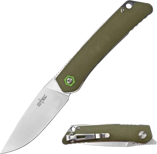 Vista 8 de S-TEC Sandvik - Cuchillo plegable de acero inoxidable con mango compuesto G10 (TS500 marrón)