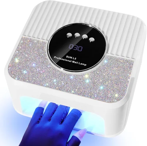 Vista 8 de LIMEGIRL Kit de lámpara de uñas LED UV para esmalte de gel profesional de secado rápido rosa 45 cuentas de lámpara y sensor automático, lámpara