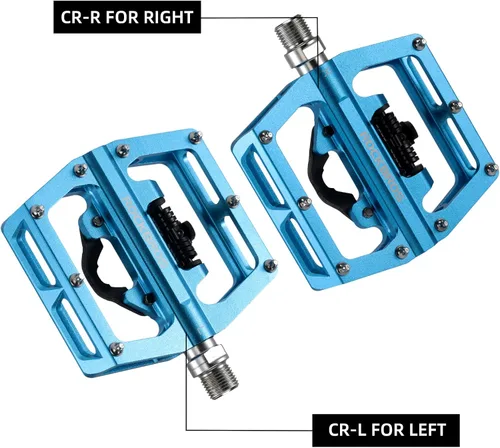 Vista 5 de ROCKBROS Pedales de bicicleta de montaña MTB compatibles con SPD bicicleta de montaña de doble función sellada sin clipless de aluminio plataforma