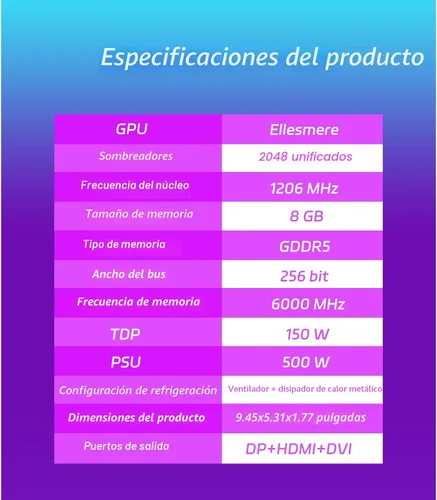 Vista 4 de MOUGOL Tarjeta gráfica AMD Radeon RX 580 8GB GDDR5 para juegos, HDMI/DP/DVI Blanco