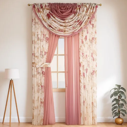 Vista 6 de YHSF Cortinas Transparentes Colección Laura – Juego de 4 paneles, 84 pulgadas de largo – Cortinas elegantes para dormitorio y más – Cenefas