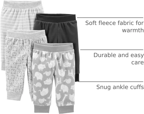 Vista 23 de Simple Joys by Carter's Paquete de 4 pantalones de forro polar unisex para bebé