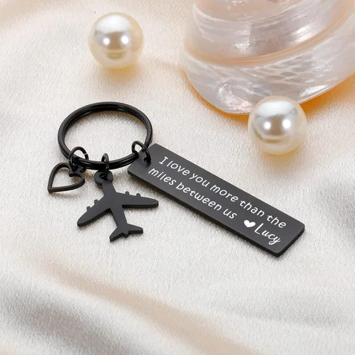 Vista 4 de Booornainde Llavero personalizado para parejas, regalo de relación de larga distancia, regalo para novio, novia, llavero perfecto para parejas