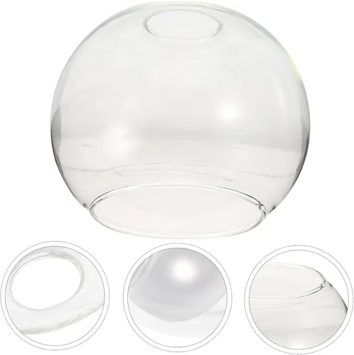 Vista 4 de IMIKEYA Pantalla de lámpara de cristal transparente con forma de globo E27, doble cuello abierto, pantalla de repuesto para lámpara de bombilla
