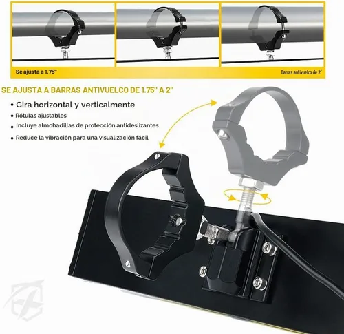 Vista 4 de Xprite 9" Espejo retrovisor central UTV con luces interiores y interruptor basculante, espejos retrovisores de aluminio se ajusta a 1.75"-2