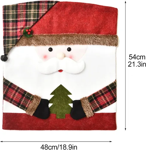 Vista 7 de IUIBMI 6 fundas para sillas de Navidad, fundas para sillas de mesa de cena de Navidad, Papá Noel y muñeco de nieve 3D, cubierta trasera
