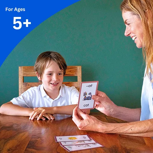 Vista 2 de 250 palabras fonéticas - Paso 1 - Vocales cortas Aprender a leer Kinder/1° grado Edades 5-7 Tarjetas premium de 50 familias de letras