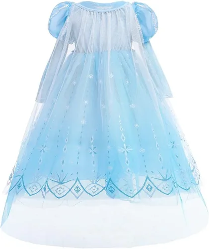 Vista 31 de Frozen - Vestido de princesa Elsa para niñas, disfraz de Halloween, Navidad, cumpleaños, fiesta, vestido de tul con accesorios