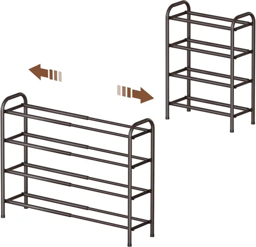 Vista 10 de Gonfoam Zapatero expandible de 2 niveles, estante ajustable para zapatos, organizador de almacenamiento de metal resistente, zapatero de pie
