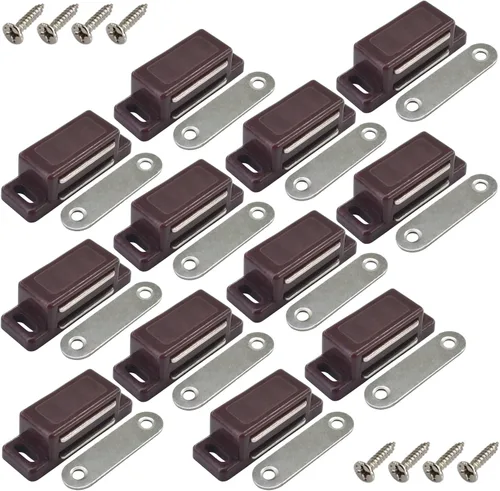 Vista 9 de Paquete de 12 cierres magnéticos de plástico para puerta con tornillos para cocina, baño, armario, armario, armario, puerta, cajón, 15 libras (negro)