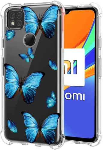 Vista 6 de Funda para Xiaomi Redmi 9C/Redmi 10A/Redmi 9 Activ Cute Case, Clear Flexible Bumper TPU Soft Rubber Silicone Cover Funda para Xiaomi Redmi 9C azul
