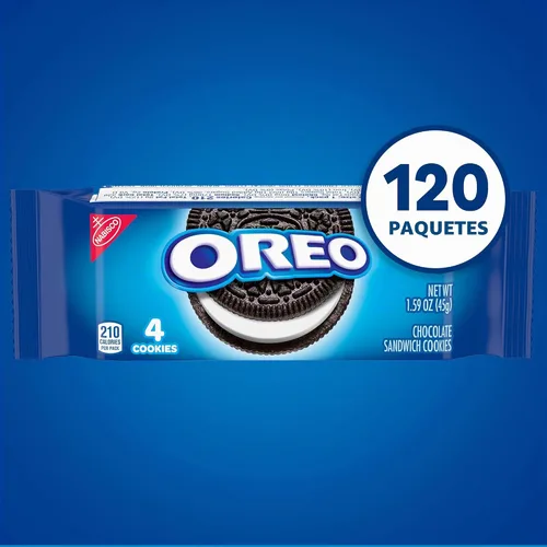 Vista 3 de OREO Galletas sándwich de chocolate, 120 paquetes de bocadillos (4 galletas por paquete, 4 cajas)