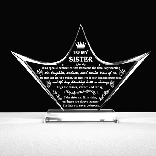 Vista 11 de Movdyka Regalos divertidos para hermanas, hermanas grabadas en 3D con base, el mejor regalo único de cumpleaños, Navidad, boda, graduación, hermana
