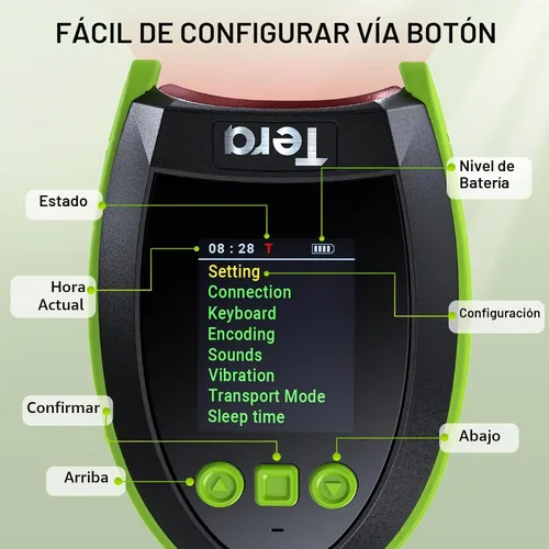 Vista 2 de Tera Escáner de código de barras inalámbrico 2D QR con soporte: pantalla de ajuste digital teclado versión Pro velocidad de escaneo extra rápida