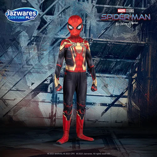 Vista 6 de MARVEL Integrated Spider-Man Official Youth Deluxe Zentai Costume - Stretch Spandex with Hidden Zippers and Wrist Slits