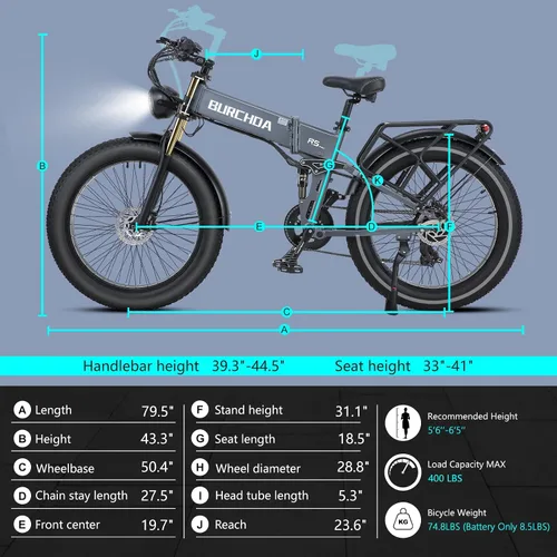 Vista 6 de Electric Bike for Adults 1500W Peak 30 MPH E-Bike 70-140 Mile, 48V 20/40 Ah Removable Battery, 26" Fat Tire Electric Dirt Bike, Full Suspension