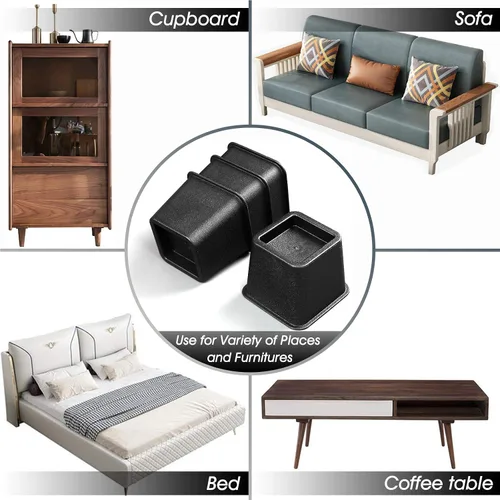 Vista 2 de Ihomepark Elevadores de Cama de 3 Pulgadas, Elevador de Marco de Muebles Cuadrado de Servicio Pesado para Sofá, Silla, Escritorio, Sofá y Poste