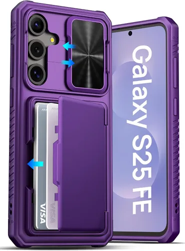 Vista 20 de ATATOO Funda tipo cartera para Samsung Galaxy S25, tarjetero integrado (3-5 tarjetas) [bloqueo RFID] y cubierta de cámara deslizante, protección