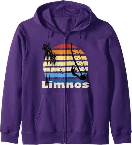 Vista 5 de Limnos Greece Windsurfing Windsurf Sudadera con capucha y cremallera para, Negro
