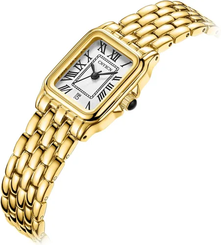 Vista 2 de Gold Watches for Women with Rectangular Case,Roman Dial,Vintage Bracelet,Water Resistant