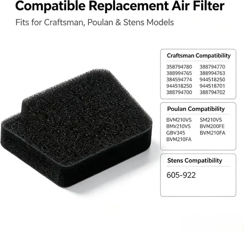 Vista 3 de SYOWADA 4 piezas de repuesto de filtro de aire para sopladores Craftsman 358794780 358794770 Reemplazo para Poulan BVM200FE BVM210FA BVM210VS