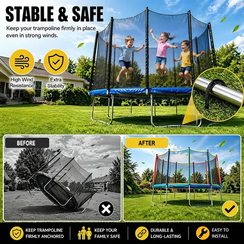 Vista 2 de Estacas de anclaje para trampolín RIY de servicio pesado para vientos fuertes, estacas de tienda de campaña de 12 pulgadas, anclaje de piso