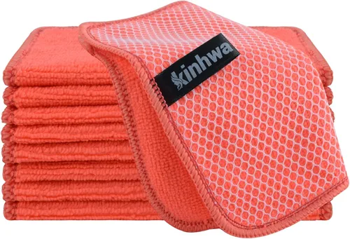 Vista 35 de KinHwa Paños de cocina para platos, paños de microfibra absorbentes de secado rápido, trapos de cocina con lado de limpieza de poliéster, ideal