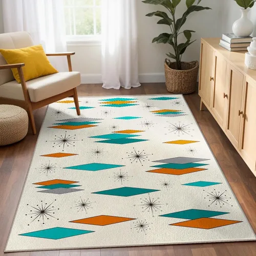 Vista 18 de Alfombra Floral Boho 2x3, Alfombra de Entrada Interior con Flores Coloridas Antideslizante Alfombra Pequeña para Área de Entrada Cocina Baño