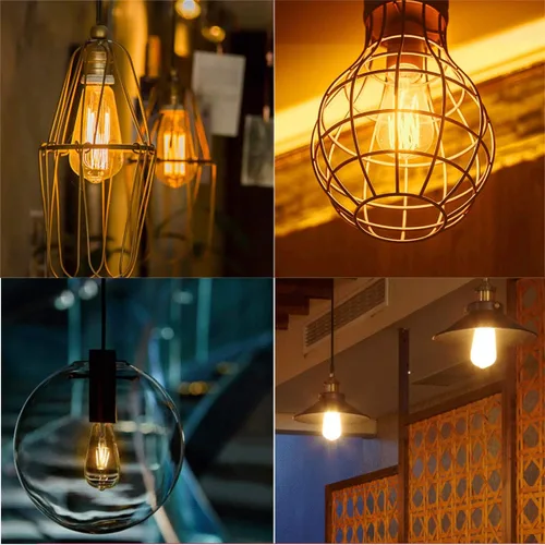 Vista 5 de LUXON Edison - Bombillas incandescentes ST64 de 60 vatios, estilo vintage antiguo, vidrio ámbar regulable de 2000 K, base cálida E26, para aplique