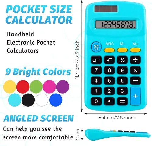 Vista 2 de Calculadoras solares a granel de 9 piezas - Mini calculadora de bolsillo