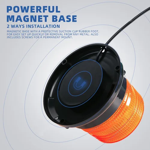 Vista 4 de Luces de baliza estroboscópicas ámbar con base magnética, barra de luz mini de emergencia de flash de seguridad de 12-24V para camiones, vehículos