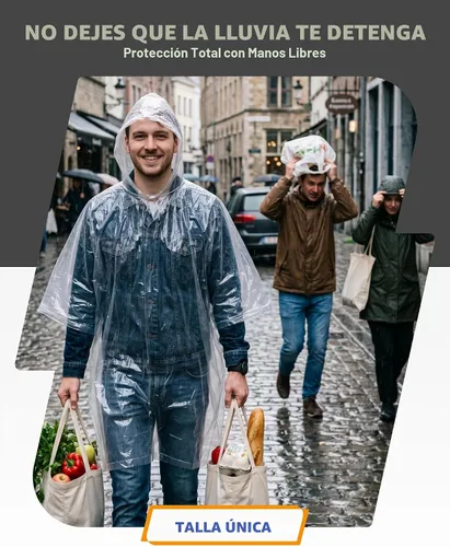 Vista 3 de Hagon PRO - Ponchos de lluvia desechables para adultos (paquete de 5)