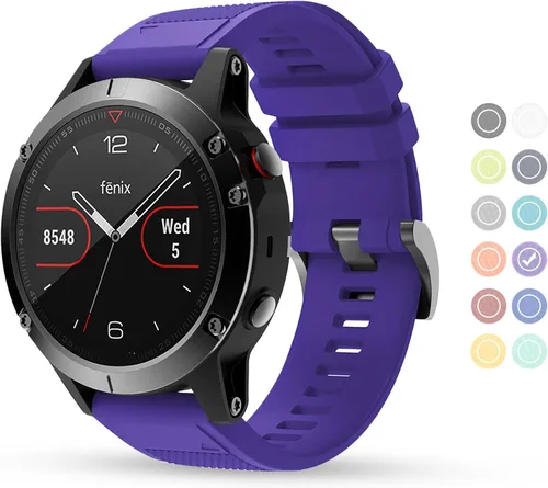 Vista 12 de Correa de reloj compatible con Fenix, correa de reloj Garmin de 0.866 in, silicona suave, repuesto para Fenix 5/5 Plus/6/6 Pro/7/Forerunner Negro