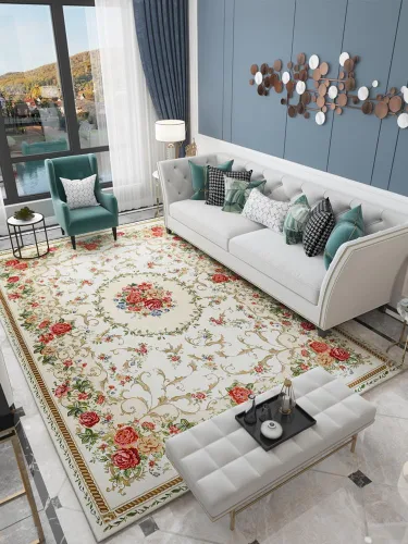 Vista 20 de UKELER Tapete antideslizante para puerta, alfombras de acento modernas para entrada, estilo romántico campestre americano, alfombras de algodón