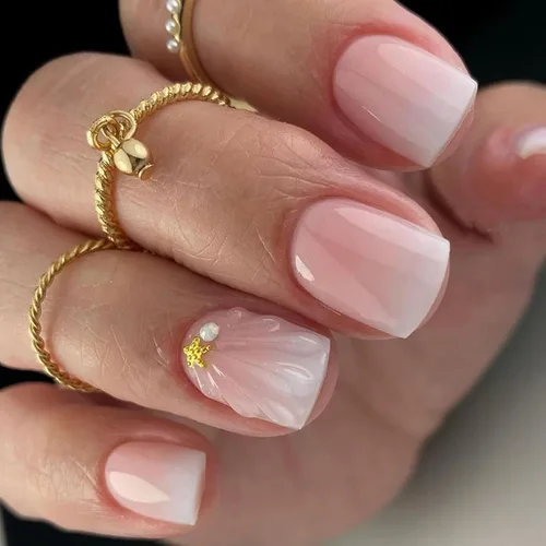 Vista 51 de Uñas postizas a presión con punta francesa, uñas postizas cuadradas cortas con diseños de cuentas de flores 3D, uñas blancas a presión, uñas Blanco