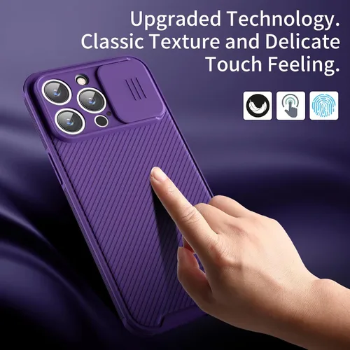 Vista 4 de Funda para iPhone 13 Pro Max con cubierta deslizante para el objetivo, funda magnética delgada para iPhone 13 Pro Max de 6.7 pulgadas, color morado