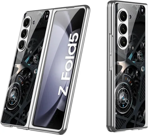 Vista 28 de Funda para Galaxy Z Fold 5, elegante marco galvanizado con vidrio estampado, protector de pantalla integrado compatible con Samsung Galaxy Z Fold 5
