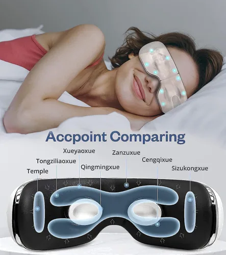 Vista 7 de Masajeador ocular con calor y frío para migrañas, ojos secos - Máscara masajeadora de ojos para relajación, regalo para mujeres y hombres