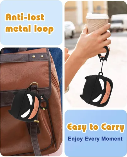 Vista 3 de Toyuma Funda para AirPods 4, diseño de dibujos animados kawaii, divertida funda de silicona suave 3D con llavero y kit de limpieza para mujeres