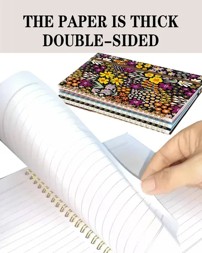 Vista 5 de Cuaderno de espiral A5, lindo cuaderno para mujeres y hombres, cuaderno de tapa dura con rayas universitarias para trabajo y toma de notas, 60