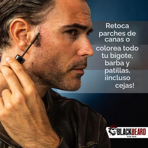 Vista 6 de Blackbeard para hombres Fórmula X – Color de cepillado instantáneo en barba y bigote– paquete (Brownblack) 1-Day Temporary Facial Hair Tint