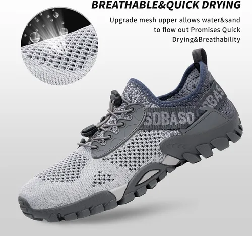 Vista 2 de SOBASO Zapatos de agua para mujeres y hombres, secado rápido, para natación, playa, zapatos acuáticos para deportes acuáticos, buceo, senderismo