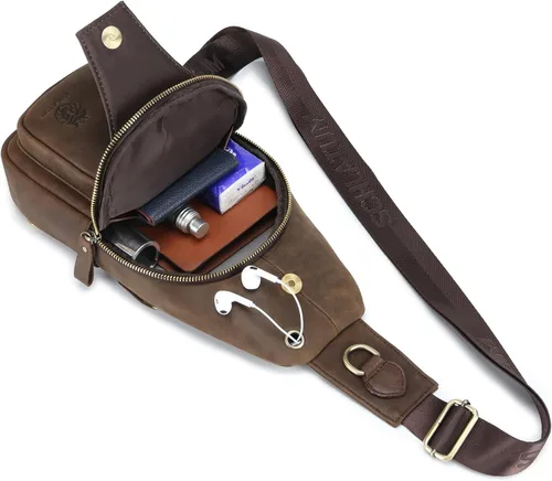 Vista 51 de LUKZIJAES Bolso bandolera de cuero genuino para hombre