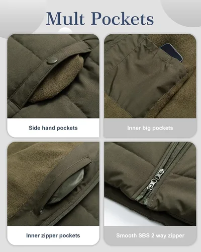 Vista 7 de Chrisuno Chaqueta acolchada de invierno para mujer, talla grande, abrigos de invierno largos, acolchados, impermeables, con forro polar, capucha