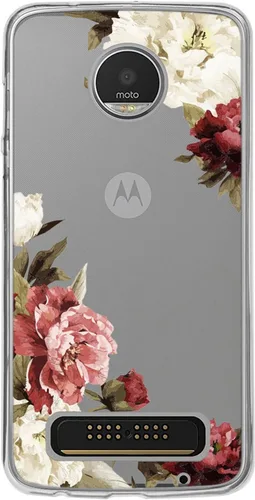 Vista 5 de Funda transparente de TPU para Moto Z2 Play / Z2 Force, cubierta trasera con estampado floral, ultra transparente, delgado, protector con cubierta